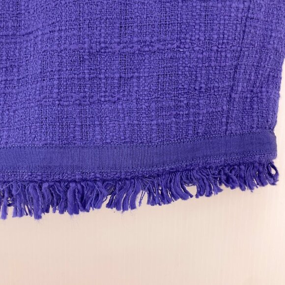 J. CREW NWT Cotton Tweed Fully Lined Pencil Fringe Hem Blue Purple Skirt Size 6 - Picture 6 of 11